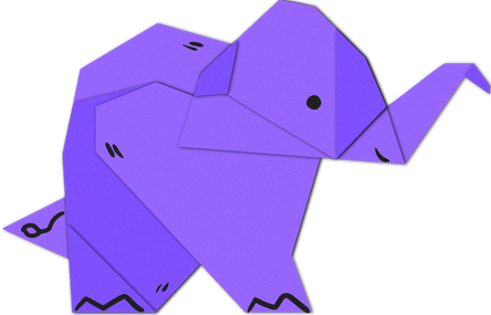 Purple Origami Elephant